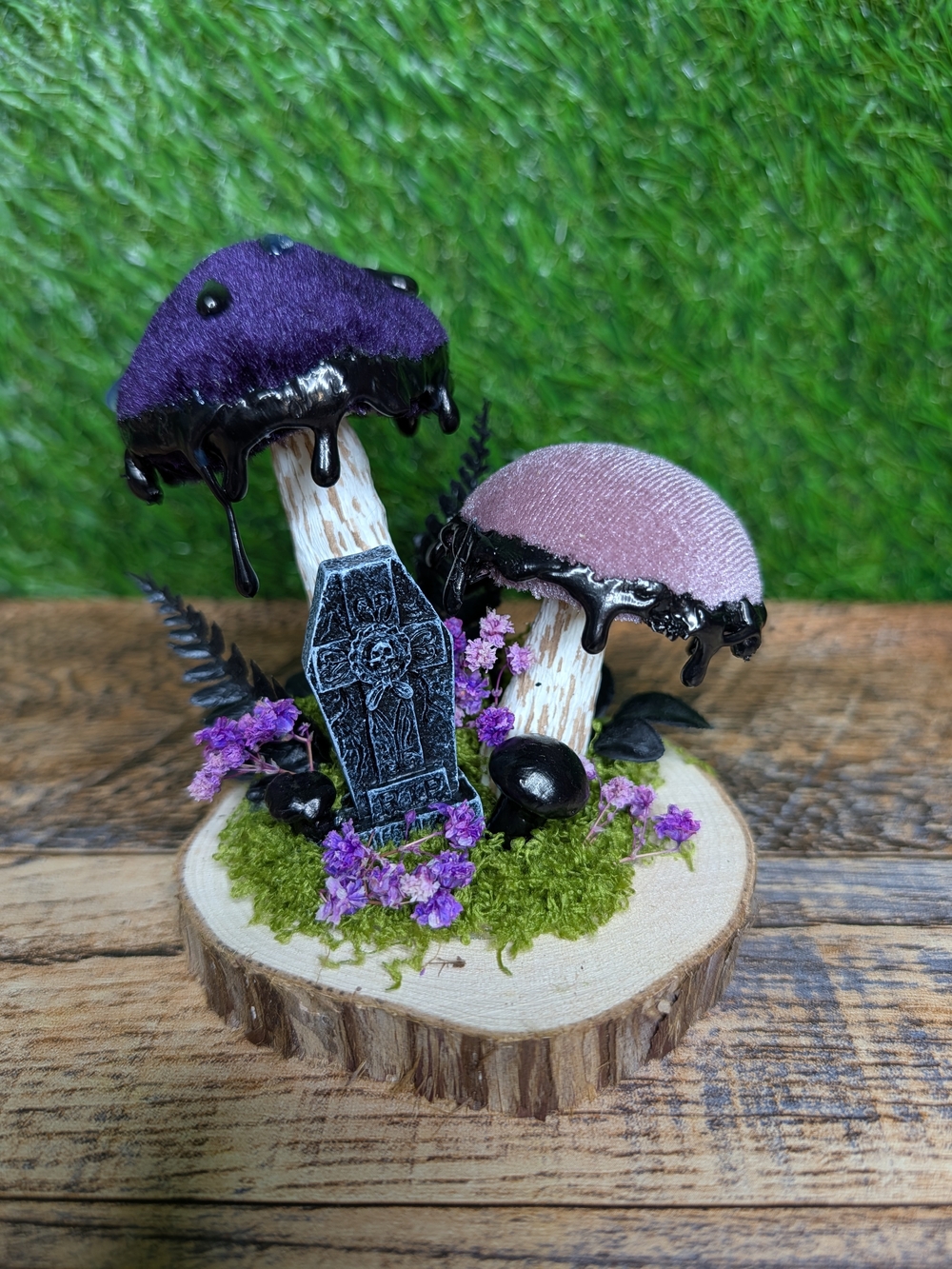 Home Accents Faux Florals Velvet Purple & Mauve Mushroom Accent